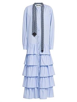 Платье-рубашка из хлопкового поплина с рифленым подолом и акцентом в виде завязки на горловине от Moschino 11168539