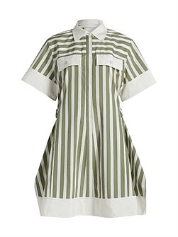 Рубашечное платье 3.1 Phillip Lim в полоску из хлопка и шелка с накладными карманами, 91% хлопка 11166562