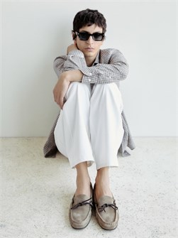 Лоферы Massimo Dutti из мягкой замши с бантом из коровьей кожи 11202140