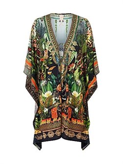 Короткий кафтан Camilla x White Lotus с V-образным вырезом и рукавами длиной до локтя, изготовленный из 80% полиамида и 20% эластана 11169797