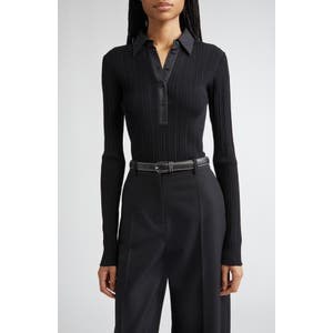 Джемпер-поло с кнопочной планкой Toteme из 82% ацетата Naia™ и 18% полиамида в спортивном стиле 10042077