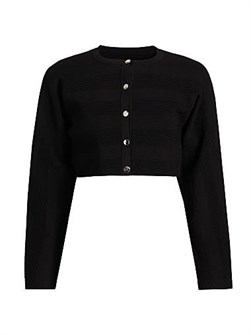 Кроп-кардиган Et Ochs из вязаного полотна Livv с круглым вырезом и длинными рукавами, 65% вискоза 11166588