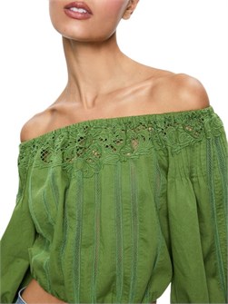 Кроп-топ Alice + Olivia Nan с полосками и кружевной отделкой по плечам и манжетам, 100% хлопок 11170520