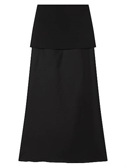 Макси-юбка прямого кроя из смеси шерсти и шёлка от Rohe с высокой талией и застёжкой-молнией 11024842