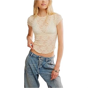 Стильная и дышащая облегающая кружевная футболка Ready To Go от Free People 11227211