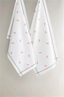 Zara Home Набор хлопковых кухонных полотенец с рисунком лобстера, 2 шт. 11229646