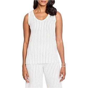 Полосатый светлый трикотажный топ без рукавов Nic+Zoe из хлопка и вискозы, элегантный стиль 11228944