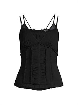 Шелковая многоярусная майка от Jason Wu с рюшами, оборками, V-образным вырезом и двойными бретелями 11165082