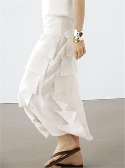 Миди юбка с рюшами от Massimo Dutti, легкая и комфортная ткань, эффект потертости 11202011