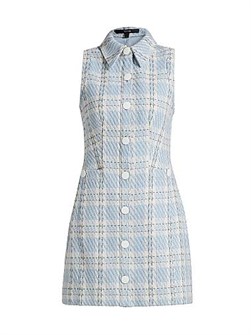 Мини-платье в клетку без рукавов с воротником-стойкой и застежкой на пуговицах от Toccin, модель Sophia 11167031