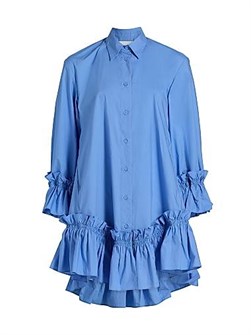 Мини-рубашка из хлопка с рюшами на рукавах и подоле Ayla от Aknvas, 100% хлопок 11166218