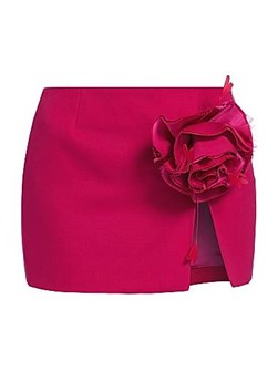 Area Шерстяная мини-юбка с розеточными элементами и боковым разрезом, 100% шерсть 11168430