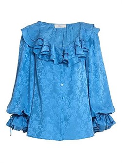 Шелковая блузка с цветочным принтом и рюшами на горловине от Chloe, 100% шелк, длинные рукава 11166657