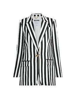 Пиджак Moschino Archive Stripes с лацканами с заострёнными концами, карманами и застёжкой на пуговицы, 100% вискоза 11165686