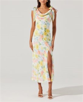 Платье Allexina Astr с акварельным эффектом, вырезом и завязками на плечах для стильного образа 11173088