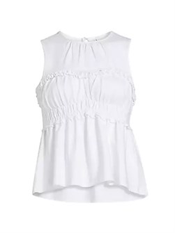 Cinq a Sept Топ Pania с рюшами и круглым вырезом из хлопкового стрейч-материала от Cinq a Sept 10042735