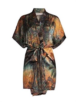 Шелковое мини-платье с V-образным вырезом и завязками на талии Magic Eye от Ginger &amp, Smart 11165620