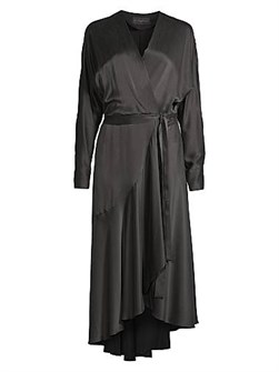 Шелковое миди платье Grace в оберточном силуэте с асимметричным подолом, Ginger &amp, Smart 11165593