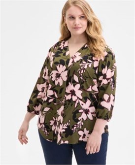 Блузка большого размера с цветочным принтом и рукавами 3/4 от Jones New York, 100% полиэстер 11233055