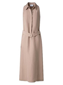 Платье-рубашка миди Akris Punto из льняной смеси с поясом, круглым вырезом и боковыми карманами 11018636