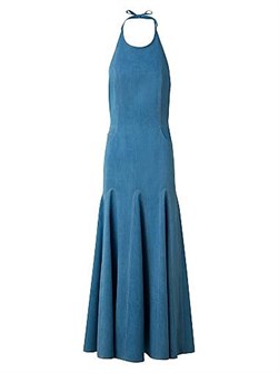 Денимный миди сарафан с завязкой на шее и юбкой-годе от Akris Punto, 60% хлопка, 40% лиоцелла 11018664