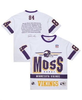 Mitchell &amp, Ness Мужская футболка с винтажным логотипом Minnesota Vikings, Randy Moss, 100% хлопок, комфортный крой 11224533