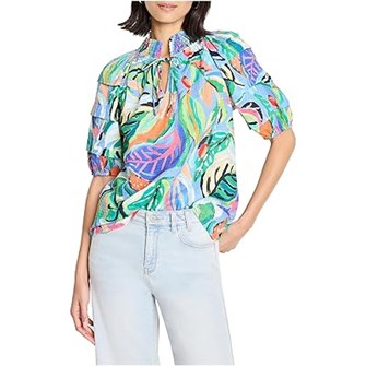 Топ Nic+Zoe Petite Island Beat из 100% хлопка с рисунком и эластичными рукавами в стиле смокинг 11171102