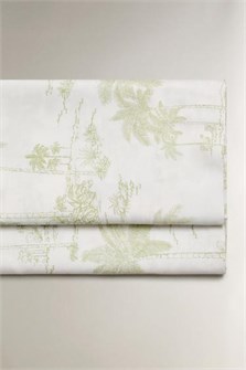 Zara Home Сатиновая простыня с принтом пальм, 300 нитей, хлопок, стиль Toile de Jouy 11229555