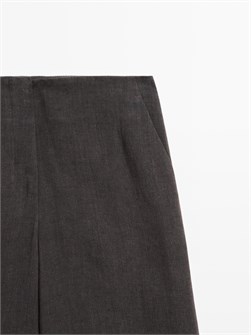 Женские легкие прямые брюки из 100% льна Massimo Dutti с средней талией и потайной застежкой 11201980