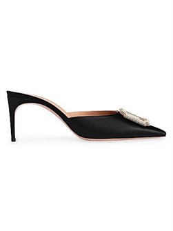 Malone Souliers Атласные мюли на высоком каблуке 70 мм с украшенной пряжкой Mona 11017420