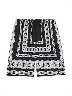 Шелковые твиловые шорты от Versace с принтом Medusa Chains и эластичным поясом, Италия 11023016