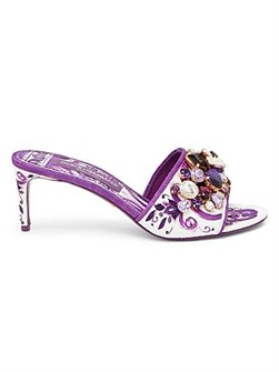 Сандалии на шпильке Dolce &amp, Gabbana Maiolica с кристаллическими украшениями и открытым носком 11166788