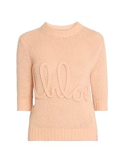 Chloe Классический свитер Chloe из шерсти и шелка с логотипом и трикотажной вязкой, 62% шерсть, 38% шелк 11166665