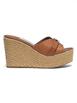 Кожаные сандалии Leda 100MM на каблуке-эспадрилье от Jimmy Choo с открытым носком и элегантным дизайном 11166531