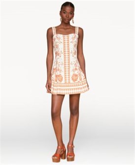 Мини-платье с принтом и расклешенной юбкой от Avec Les Filles для женщин, 98% хлопка, застежка на молнии 11231030