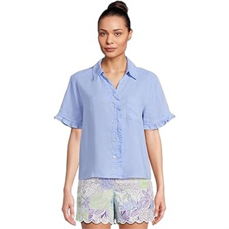 Топ с рюшами Carden от Lilly Pulitzer, 100% лен, короткие рукава, классический силуэт 11227184