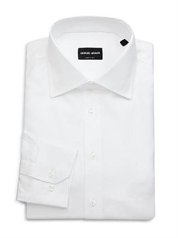 Мужская рубашка с коротким рукавом из хлопка с микропринтом и разрезом под пуговицу от Giorgio Armani 11167109