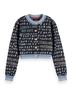 Модный укороченный жаккардовый кардиган Slim-Fit от Scotch &amp, Soda с яркими принтами 11177742