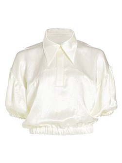 anOnlyChild Короткий топ из жаккардового сатина с пуговицами, короткими рукавами и воротником от OnlyChild, модели Alberta 11165493