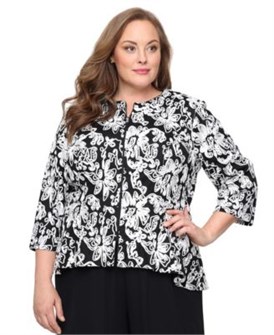 Топ большого размера с 3/4 рукавами и застежкой-молнией на спине из эластичного тюля от Alex Evenings 11227883