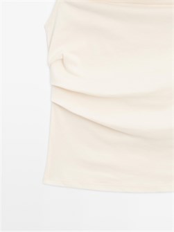 Massimo Dutti Драпированный короткий топ без бретелек из 100% хлопка 11202072