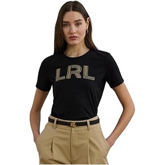 Футболка-петит из хлопкового джерси с бижутерным логотипом LAUREN Ralph Lauren, 100% хлопок, свободный покрой 11228877