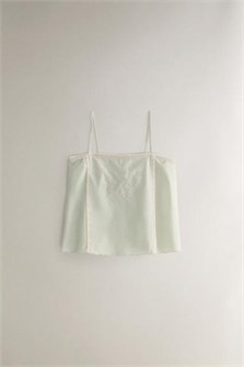 Лёгкий хлопковый топ с элегантной вышивкой и тонкими бретельками от Zara Home 11168956