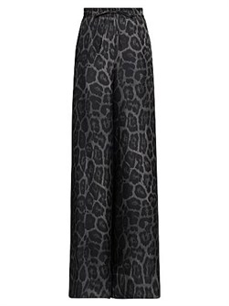 Широкие шелковые пижамные брюки с леопардовым принтом от Stella McCartney, с эластичным поясом и карманами 11166560