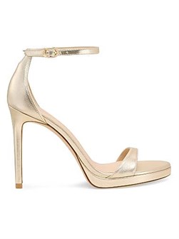 Stuart Weitzman Сандалии Nudist из металлической кожи на платформе и каблуке 100 мм 11009662