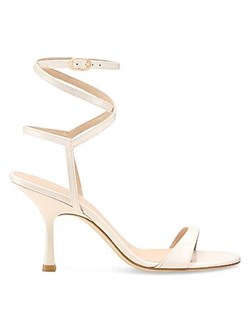 Stuart Weitzman Лаковые сандалии Nudist 85MM с открытым носком и завязками на шпильке 11012360