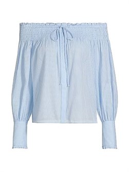 Блузка из хлопка и шелка Robin с рюшами на плечах и скрытой застежкой, Kobi Halperin 11166335
