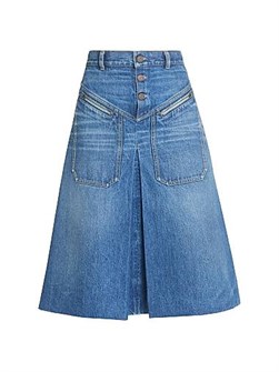 Chloe Джинсовая юбка Reverse Jean от Chloe с передними карманами и эластичным поясом, 100% хлопок, Италия 11166668