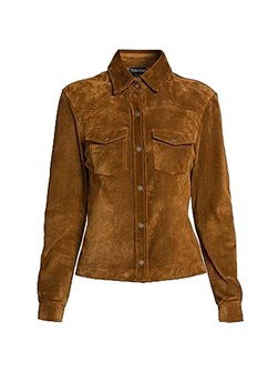 Классическая замшевая рубашка Tom Ford в западном стиле с длинными рукавами и застежкой на кнопках 11169400