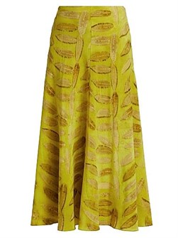Шелковая миди-юбка Millie с ярким принтом от Brandon Maxwell, 100% шелк, пояс на резинке 11169221